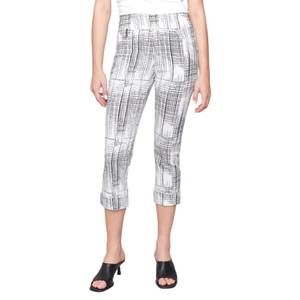 NEW CHARLIE B printed stretch pull-on capri pants in pepper